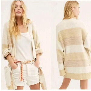 Free People Size XS Grains Combo Southport Beach Oversized Cardigan Sweater NEW!